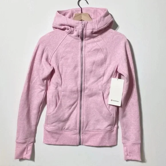 NWT Lululemon Scuba Full zip Hoodie in Heathered Vita Pink size 12 - Picture 6 of 8